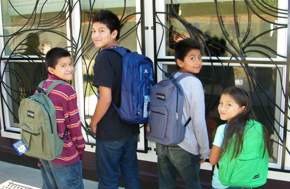 kids with backpacks