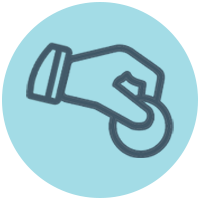 Icon of a hand holding a coin