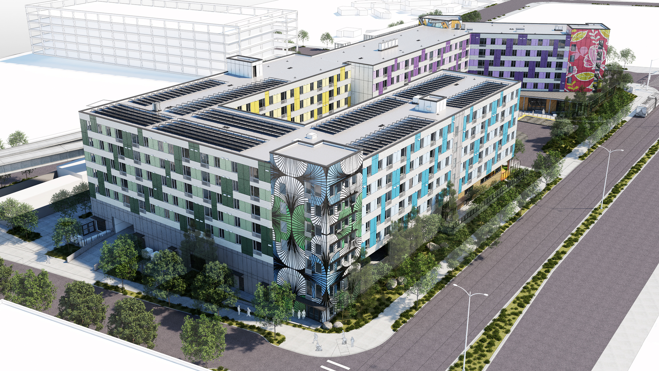 Side Aerial View Kent Multicultural Village Aerial Rendering Side