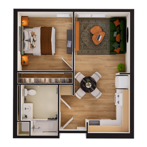 Cielo floor plan Unit 1br-A