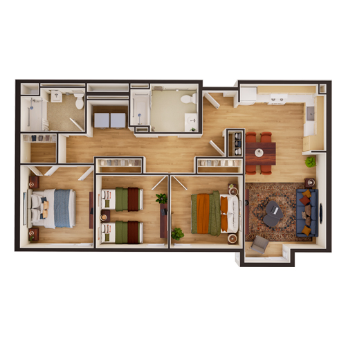 Cielo floor plan Unit 3br-A