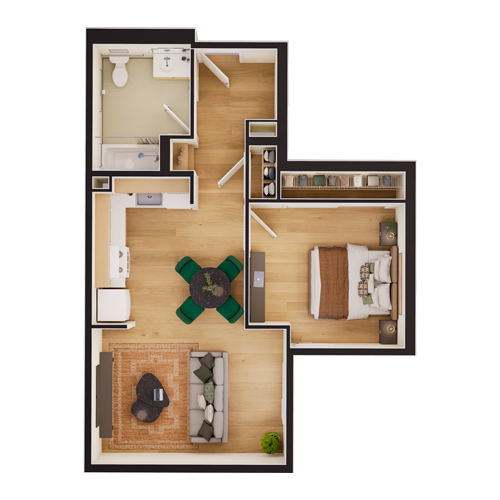 Cielo floor plan Unit 1br-B