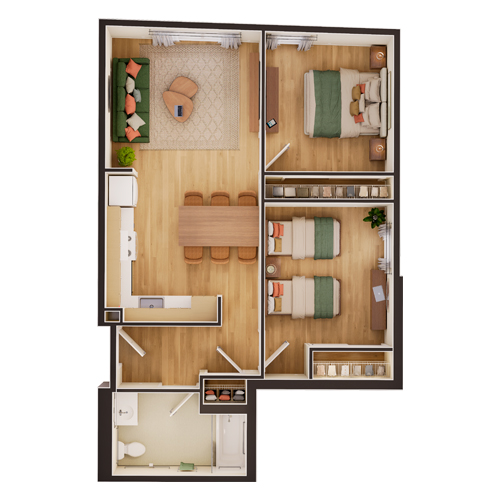 Cielo floor plan Unit 2br-C