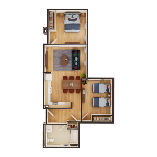 Cielo floor plan Unit 2br-D